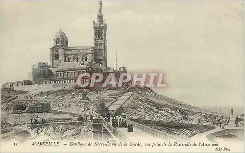 Ansichtskarte AK Marseille Basilique de Notre Dame de la Grade vue prise de la Passerelle de l'Ascenseur