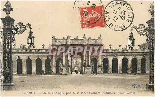 Cartes postales Nancy l'Arc de Triomphe pris de la Place Carriere Grilles de Jean Lamour
