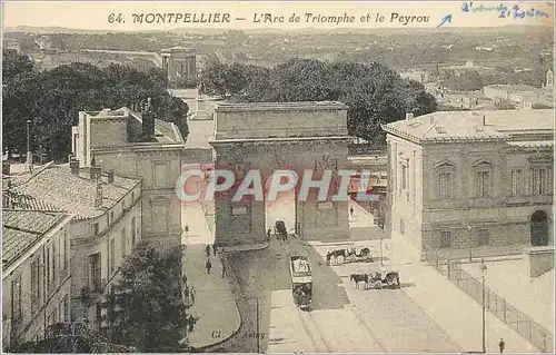 Cartes postales Montpellier L'Arc de Triomphe et le Peyrou Tramway
