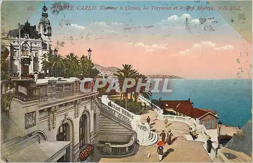 Cartes postales Monte Carlo Vue sur le Casino les Terrasses et le Cap Martin