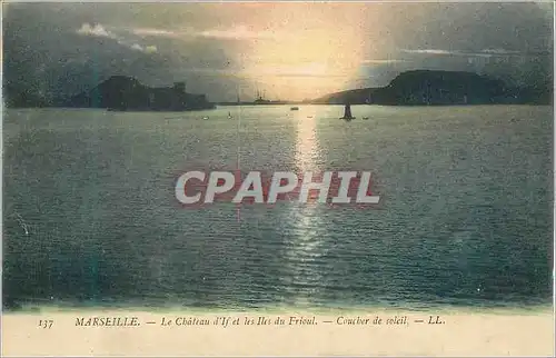 Ansichtskarte AK Marseille Le Chateau d'If et les iles du Frioul Coucher de soleil