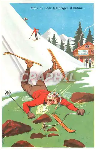 Cartes postales Mais ou sont les neiges d'antan Ski