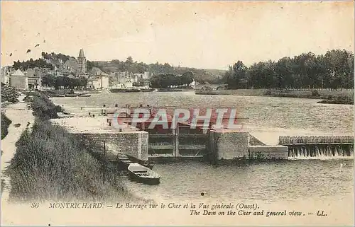 Cartes postales Montrichard Le Barrage sur le Cher et la Vue generale (Ouest)