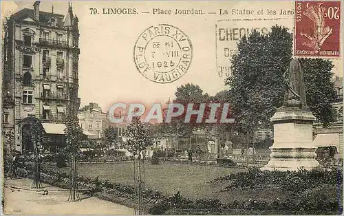 Cartes postales Limoges Place Jourdan La Statue et les Jardin