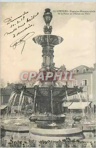 Cartes postales Limoges Fontaine Monumentale de la Place de l'Hotel de Ville