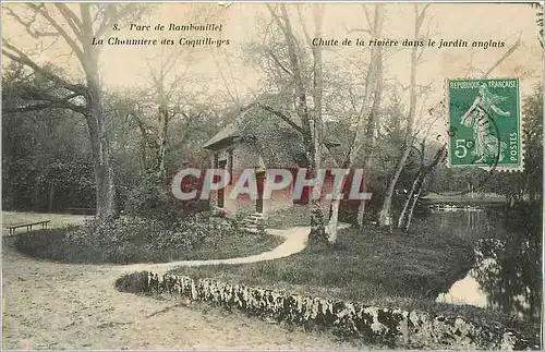 Cartes postales Parc de Rambouillet La Chaumiere des Coquillages Chute de la riviere dans le jardin anglais