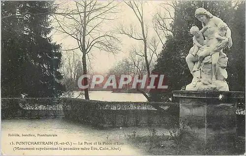 Ansichtskarte AK Pontchartrain (S et O) Le Parc et la Piece d'Eau (Monument representant la premiere mere Eve Cae