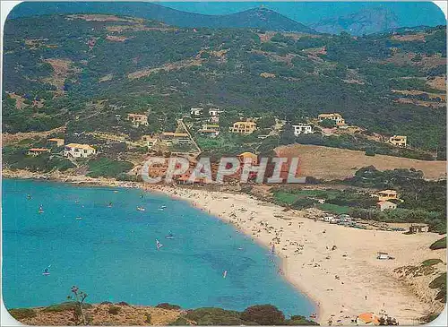 Moderne Karte Panorama de la Corse Cargese La vaste plage de sable fin du Pero