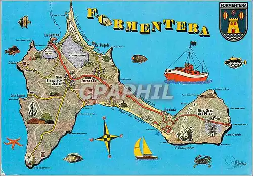 Moderne Karte Formentera Baleares Espana