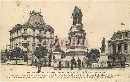 Cartes postales Belfort Le Monument des Trois Sleges (Oeuvre de Barthold) Eleve par souscription nationale en 19