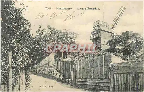 Cartes postales Montmartre Chemin Champetre Moulin