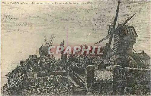 Cartes postales Paris Vieux Montmartre Le Moulin de la Galette en 1850 Moulin