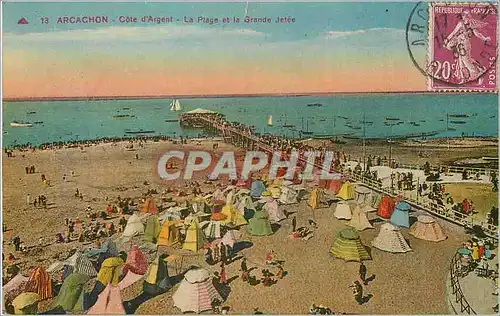 Cartes postales Arcachon Cote d'Argent La Plage et la Grande Jetee