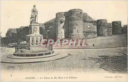 Cartes postales Angers La Statue du Roi Rene et le Chateau