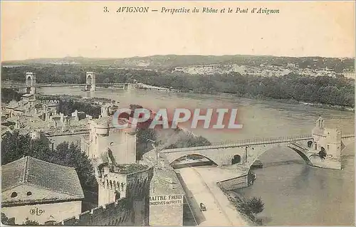 Cartes postales Avignon Perspective du Rhone et le Pont d'Avignon