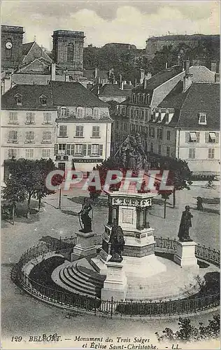 Cartes postales Belfort Monument des Trois Sieges et Eglise Saint Christophe
