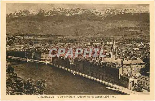 Cartes postales Grenoble Vue generale L'Isere et les Alpes