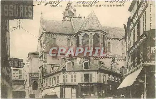 Cartes postales Pontoise Rue de l'Hotel de Ville et Abside de St Maclou Tailleur