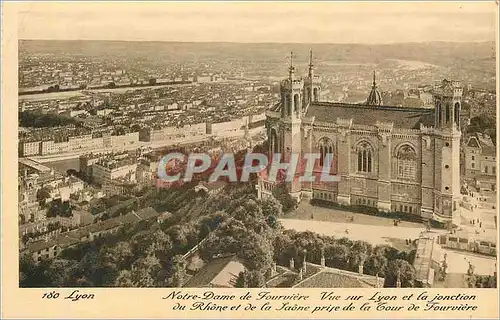 Ansichtskarte AK Lyon Notre Dame de Fourviere Vue sur Lyon et la jonction du Rhone et de la Saone prise de la Tou