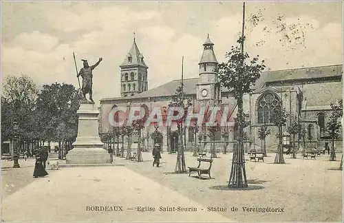 Ansichtskarte AK Bordeaux Eglise Saint Seurin Statue de Vercingetorix