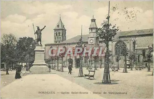 Cartes postales Bordeaux Eglise Saint Seurin Statue de Vercingetorix