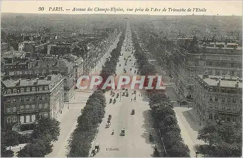 Cartes postales Paris Avenue des Champs Elysees vue prise de l'Arc de Triomphe de l'Etoile