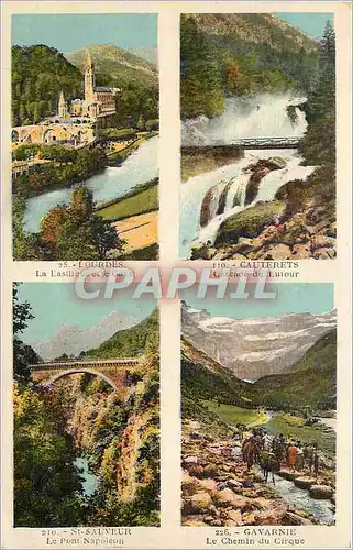Cartes postales Souvenir des Pyrenees Lourdes Cauterets St Sauveur Gavarnie