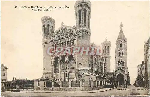 Cartes postales Lyon Basilique de N D de Fourviere Vue d'ensemble