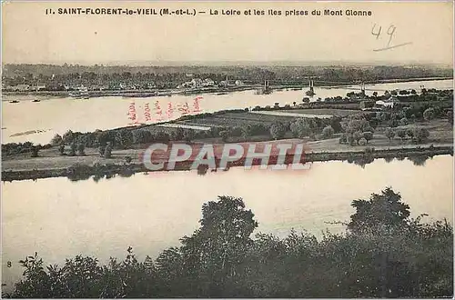 Cartes postales Saint Florent le Vieil (M et L) La Loire et les Iles prises du Mont Gionne