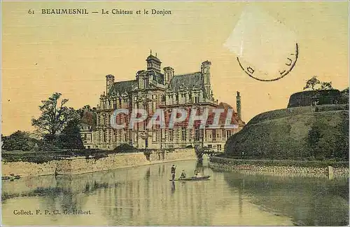 Ansichtskarte AK Beaumesnil Le Chateau et le Donjon (carte toilee)