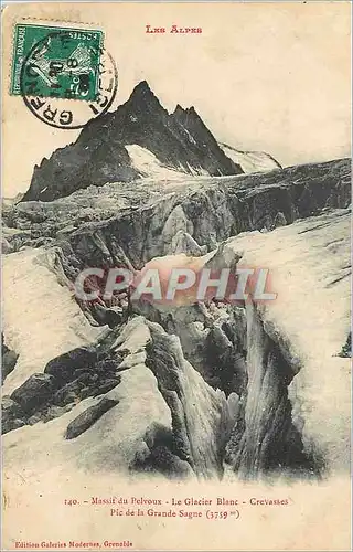 Ansichtskarte AK Massif du Pevoux Le Glacier Blanc Crevasses Pic de la Grande Sagne