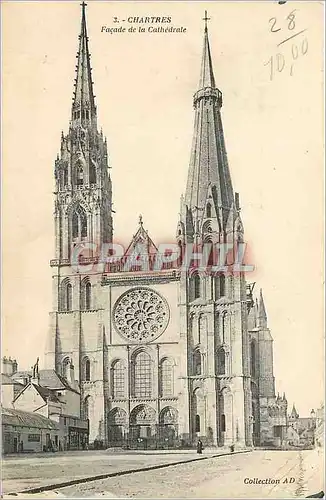 Cartes postales Chartres Facade de la Cathedrale