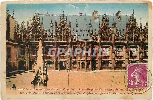 Cartes postales Rouen Cour interieure de Palais de Justice Admirable facade de 65 metres de long
