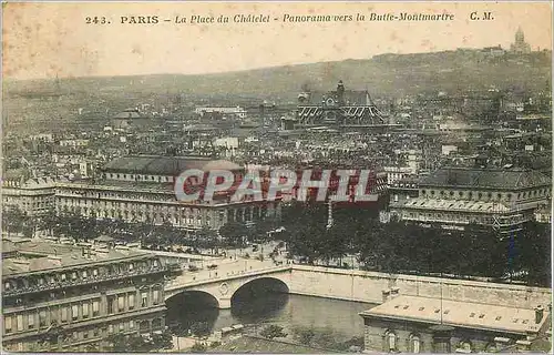 Cartes postales Paris La Place du Chatelet Panorama vers la Bulle Montmartre