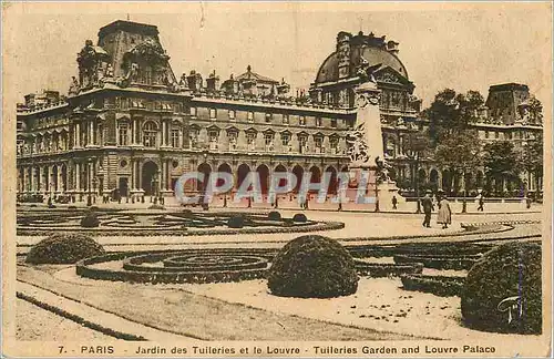 Cartes postales Paris Jardin des Tuileries et le Louvre