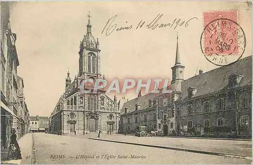 Cartes postales Reims L'Hopital et l'Eglise Saint Maurice