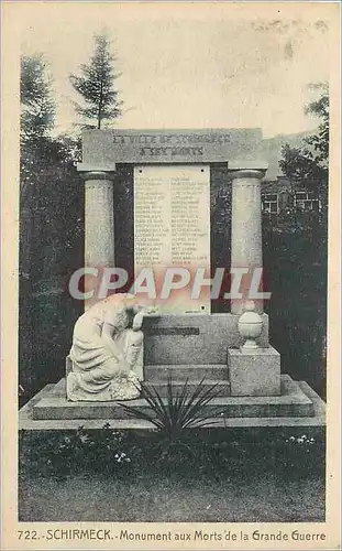 Cartes postales Schirmeck Monument aux Morts de la Grande Guerre Militaria