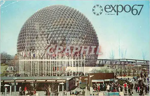 Cartes postales Le Pavillon des Etats Unis Sphere geodesique transparente de 250 pieds de diametre et 200 de hau