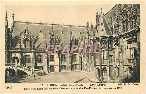 Cartes postales Rouen Palais de Justice Law Courts Edifie sous Louis XII en 1499 Cette partie dite des Pas Perdu