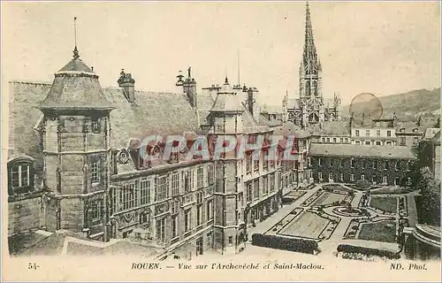 Cartes postales Rouen Vue sur l'Archeveche et Saint Maclou