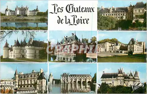 Moderne Karte Les Mervilles du Val de Loire Les Chateaux Chambord Blois Chaumont Azay le Rideau Viilandry Ambo