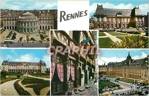 Moderne Karte Rennes (Ille et Vilaine) Ty Coz La Maison de Duguesclin Le Theatre Le Palais de Justice Le Palai