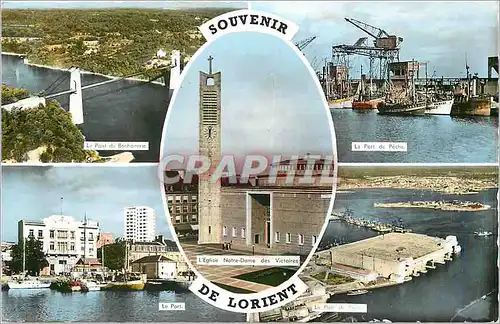 Moderne Karte Souvenir de Lorient Le port du bonhomme Le port de peche Bateaux