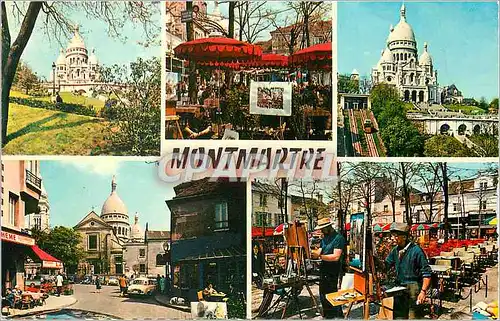Cartes postales moderne Paris et ses Merveilles Les Jardins de la Basilique Place du Tertre La Basilique et son funicula