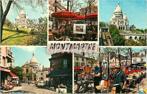 Moderne Karte Paris et ses Merveilles Les Jardins de la Basilique Place du Tertre La Basilique et son funicula