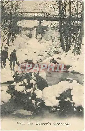 Cartes postales With the Season's Greetings Enfants Peche