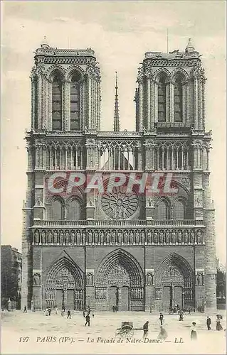 Cartes postales Paris (IVe) La Facade de Notre Dome