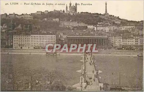 Cartes postales Lyon Pont du Palais de Justice et Coteau de Fourviere