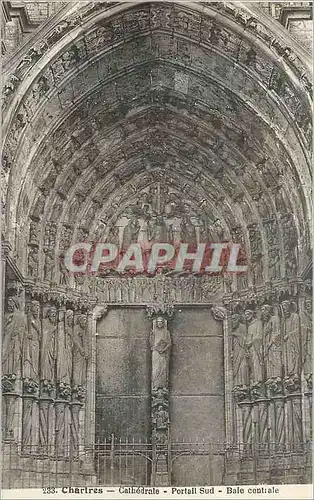 Cartes postales Chartres Cathedrale Portail Sud Baie Centrale
