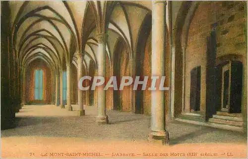 Cartes postales Le Mont Saint Michel L'Abbaye Salle des Hotes (XIIIe siecle)